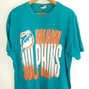 Vintage NFL Miami Dolphins Graphic Team Rated T-Shirt Men's XXL Aqua USA